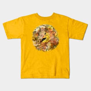 Goldfinch And Flowers Kids T-Shirt